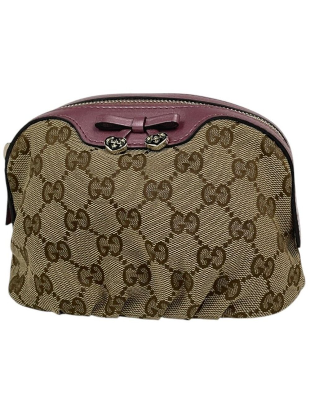 Gucci Pouch GG Pattern Canvas Beige Pink